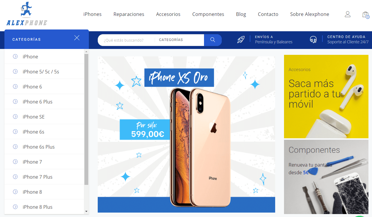 tienda online de iphones reparados alexphone