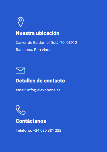 Datos de contacto AlexPhone