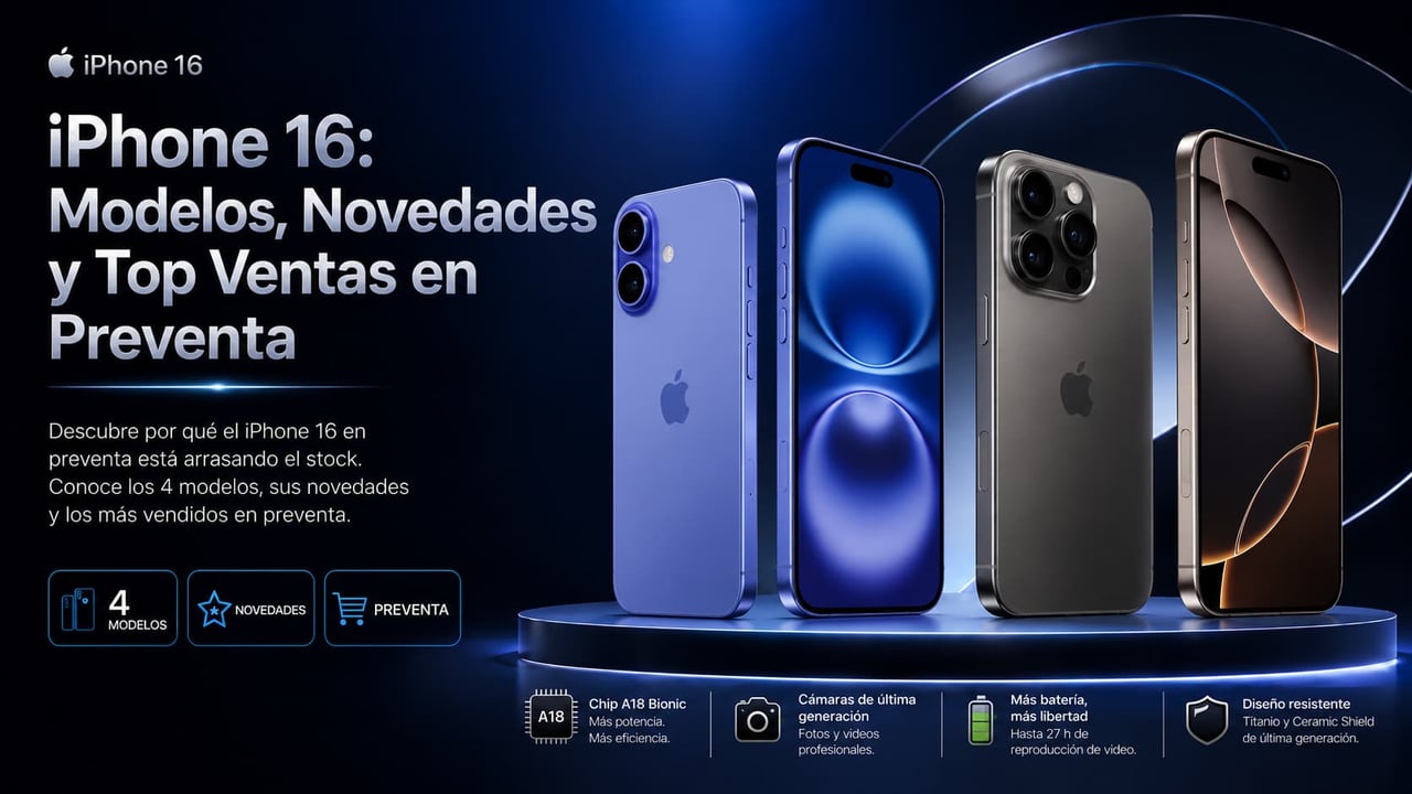 Familia de iPhone 16 en diferentes colores disponibles para reserva y precompra con stock garantizado en AlexPhone.