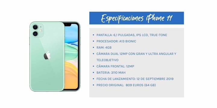 especificaciones iphone 11 reacondicionado
